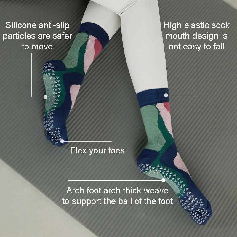 free sample Hot selling custom logo long yoga socks with grip non-slip 5 Toe socks for yoga pilates