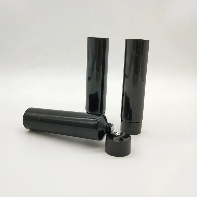 Small diameter plastic tube black blank squeeze plastic gel tube with screw lid