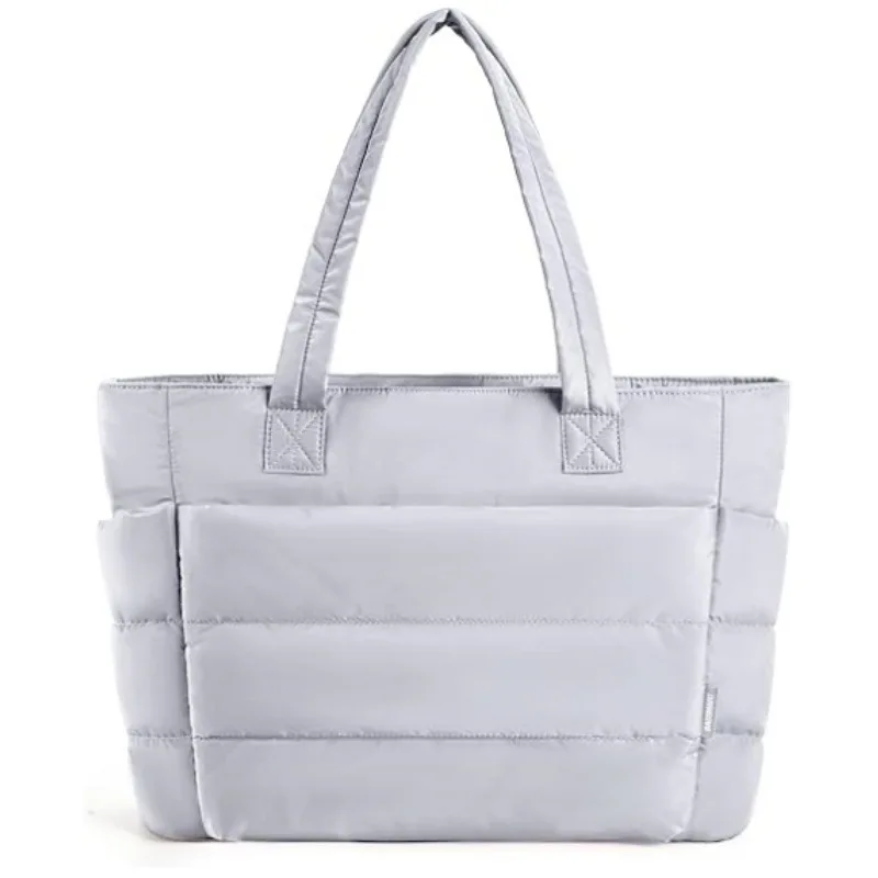 Large Capacity Lightweight Custom Logo Women Handbag Travel Work Gym Beach Bags Quilted Computer Bottle Pocket Tote Bag