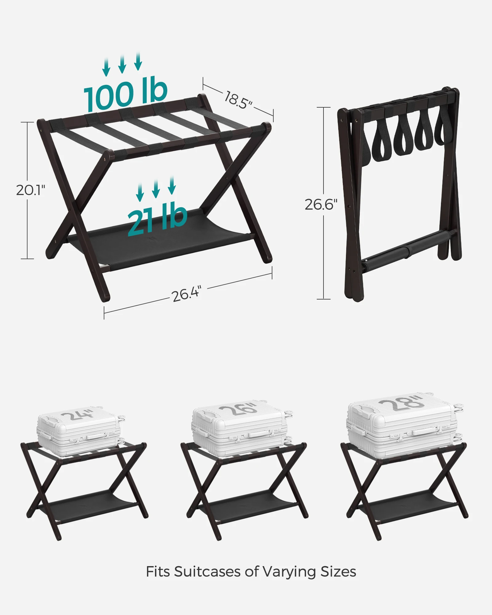 Сверхпрочные Багажники SONGMICS для гостевого номера спальни продажи в отеле Деревянные Чемоданы Складные багажные полки с полкой