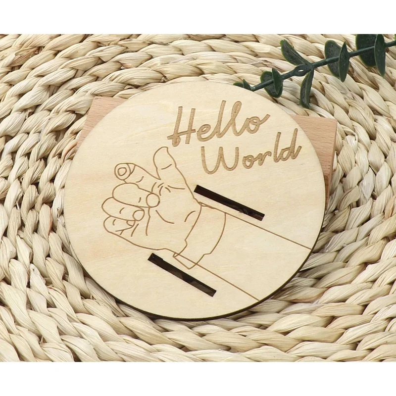 hello  world wood baby hospital sign birth announcement Hospital birth bracelet shelf leaner