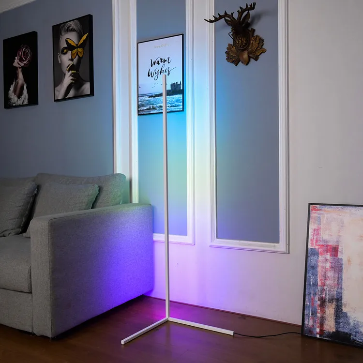 Smart App led corner lamp led black floor lamp modern RGB dream color ambient light for bedroom living room hotel