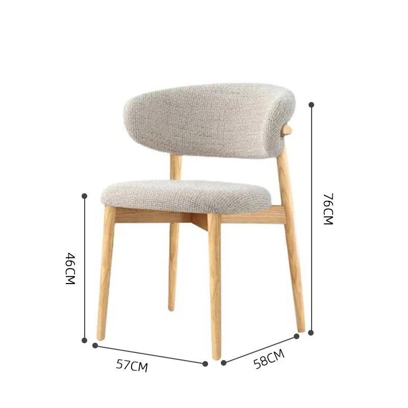 Nordic Modern Wooden Home Dining Chair Wood Solid Wood Farmhouse Dining Restaurant Chairs with Linen Fabric