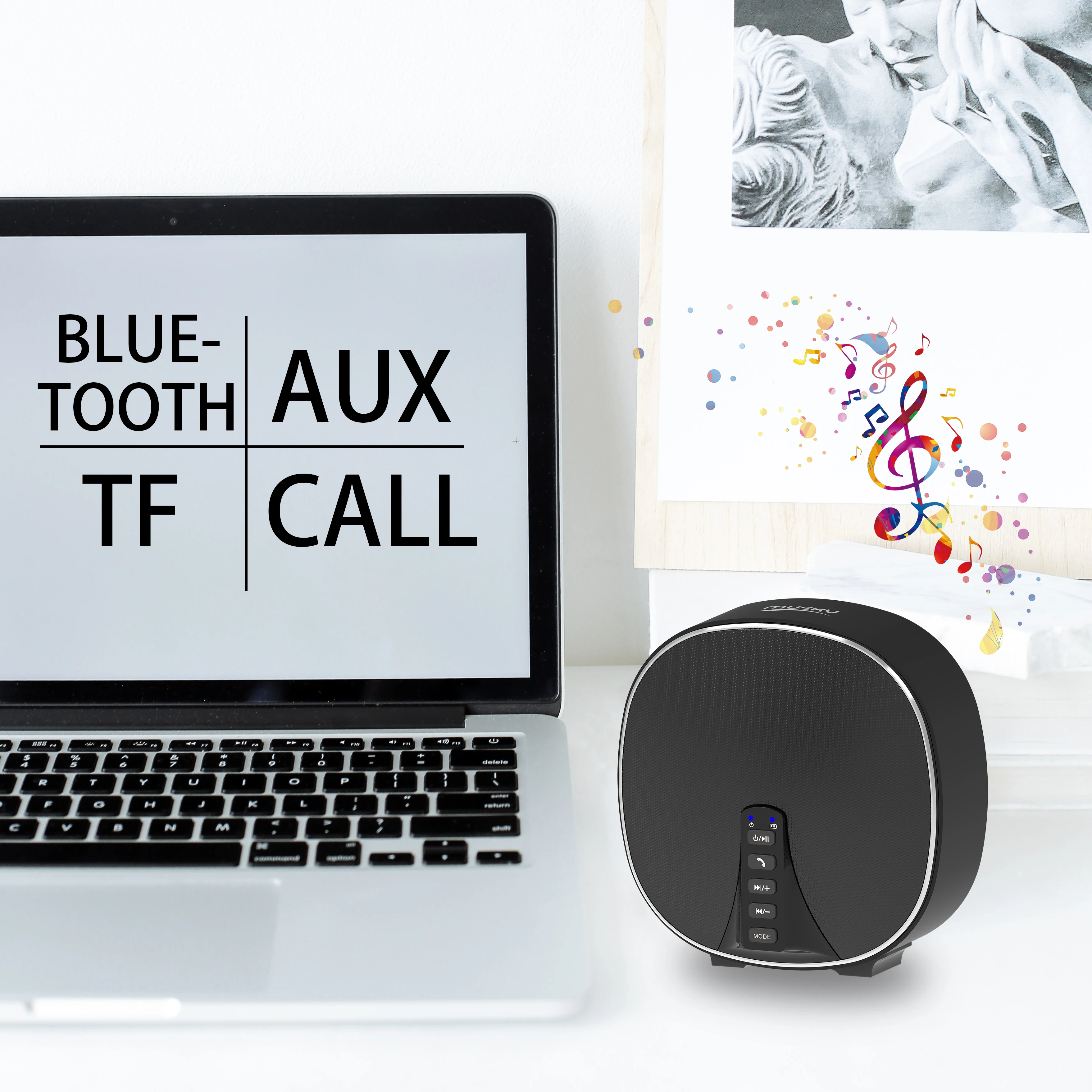 MUSKY DY52 FM Radio TWS Blue tooth usb Speaker Wireless Mini Home Waterproof Subwoofer BT Car Speaker Extra Deep Bass