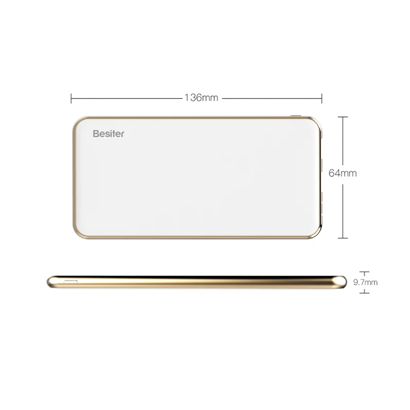 Popular portable Charger real capacity 5000mAh Ultra Slim Alloy Portable Power Banks