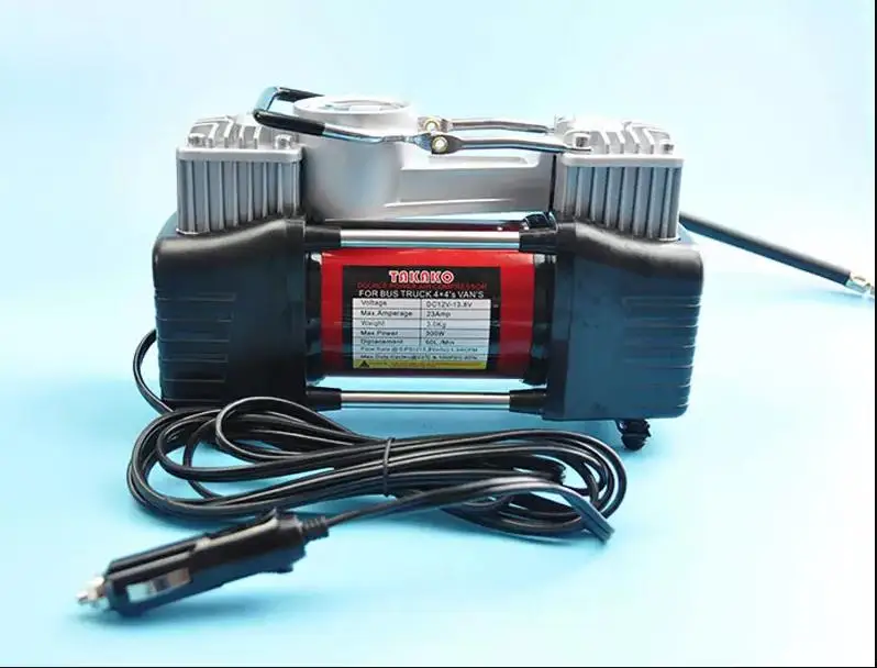 Heavy Duty Double Cylinder Tyre Inflator Portable Mini Electric Air Pump Dc 12v Car Air Compressor Tire Inflators With Led Light