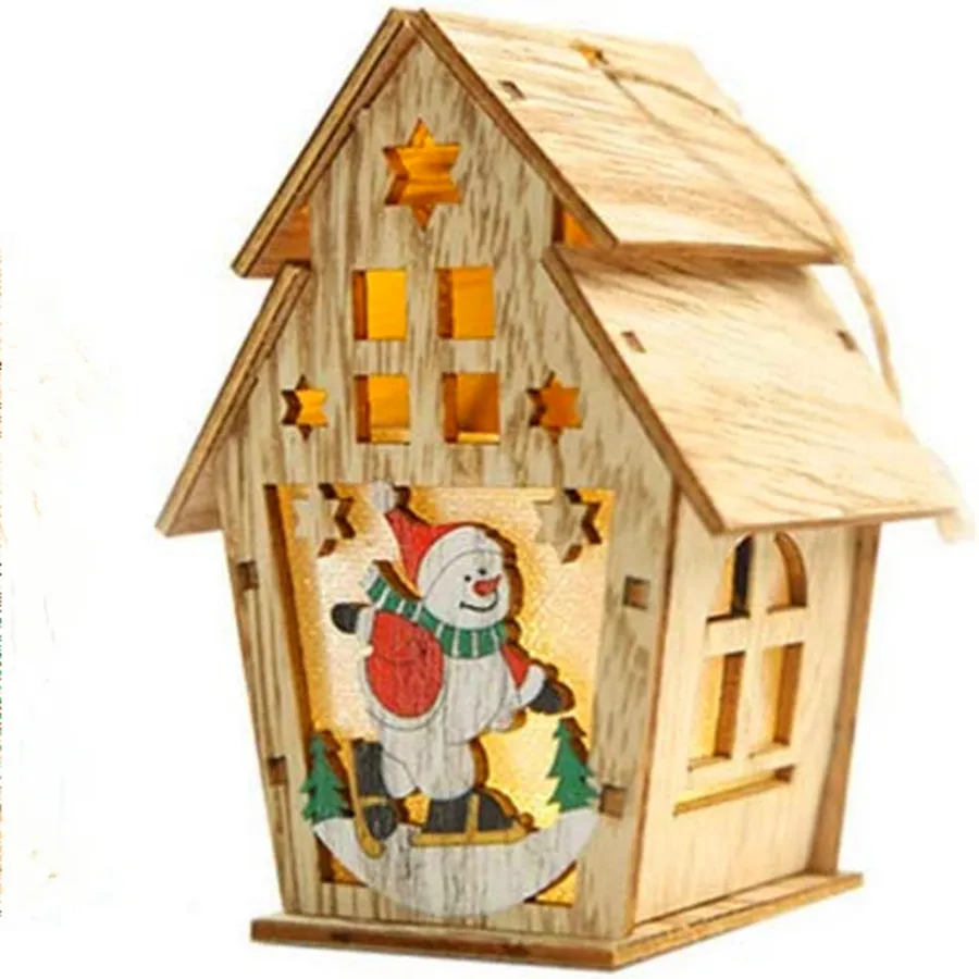 Hot sale Christmas decorations luminous LED wooden ornament home decor wooden craft with led