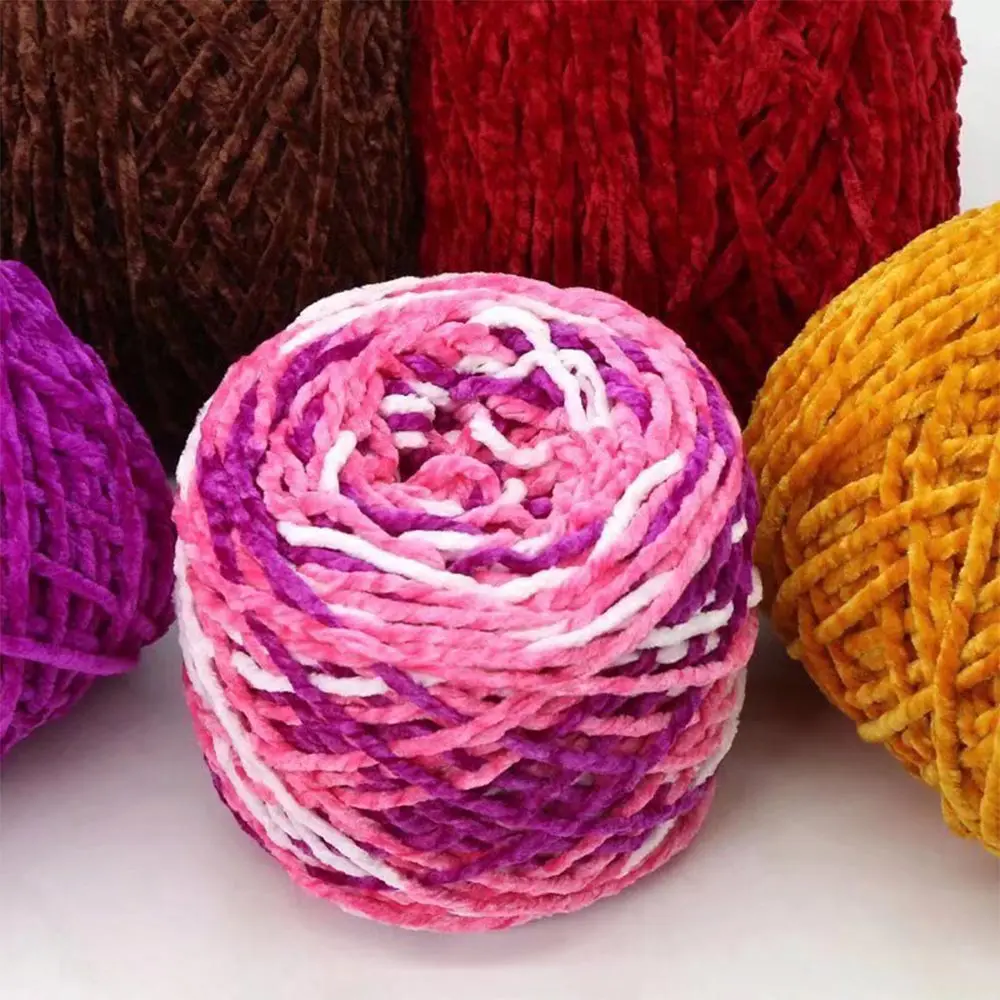 Soft thick velvet crochet yarns polyester Chenille yarn for diy hand knitted fabric art bag sweater doll hat scarf 200g