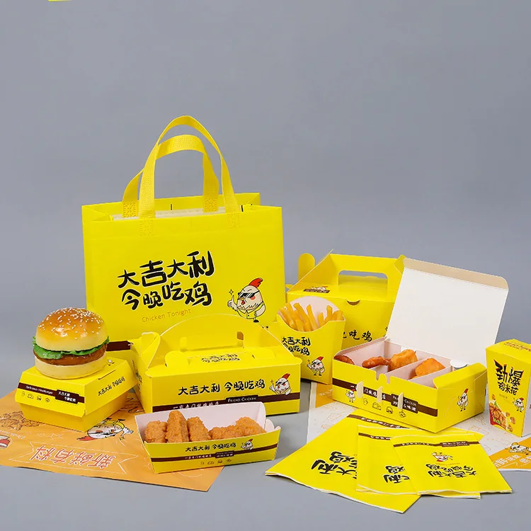 Custom size out container fried chicken fast packaging takeaway away food delivery paper box for restaurant