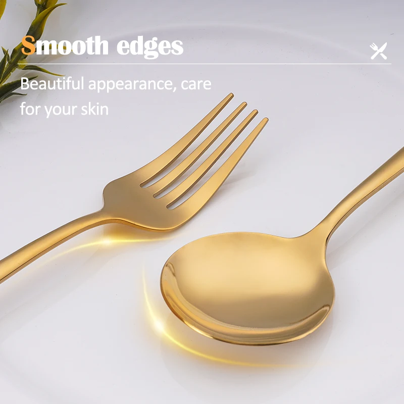 Nordic Commercial Stainless Steel Knife Spoon Fork 4Pcs Portuguese Flatware Gold Silverware Set Polished Golden Cutlery Set