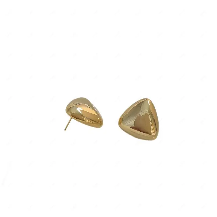 2024 Latest Trendy Brass Jewelry Big Triangle Gold Stud Earrings with Punk Style for Party
