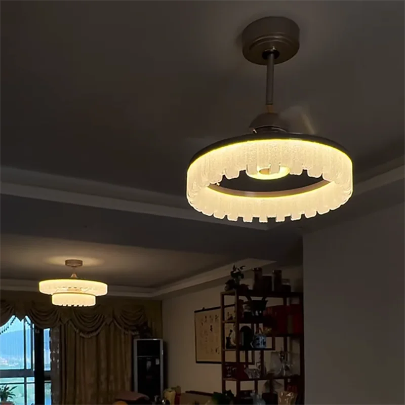 Rts Instock популярные товары современные роскошные модные хрустальные светильники для гостиной бесшумные Роскошные потолочные с вентилятором