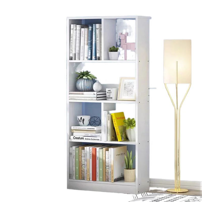 Multifunctional Wood Bookcase 6-Tier Wooden Bookshelf  White