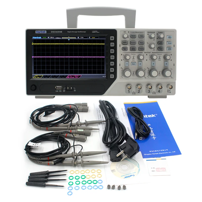 Hantek Dso4204b 200 МГц 4 канала портативный Osciloscopio Цифровой запоминающий обучения осциллограф с