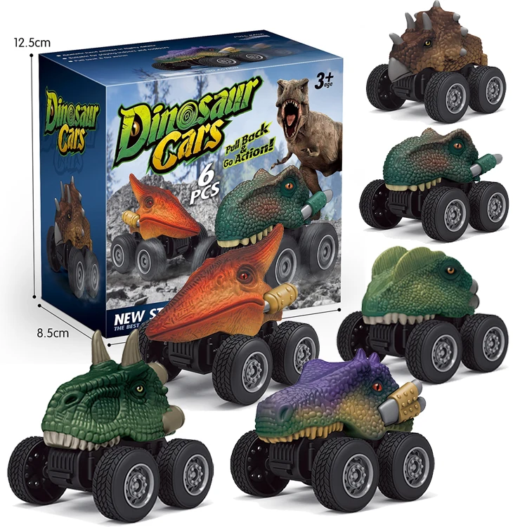 6Pcs Pull Back Dinosaur Cars Toys With T-Rex Kids Toys Vehicle animals Car For 3-14 Year Boys  Girls Creative Gifts For Kids