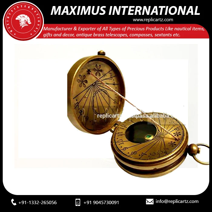 Best Antique Vintage Brass Sundial Compass for Camping Hiking Travelling Birthday Gift Graduation Gift for Your Loved Ones
