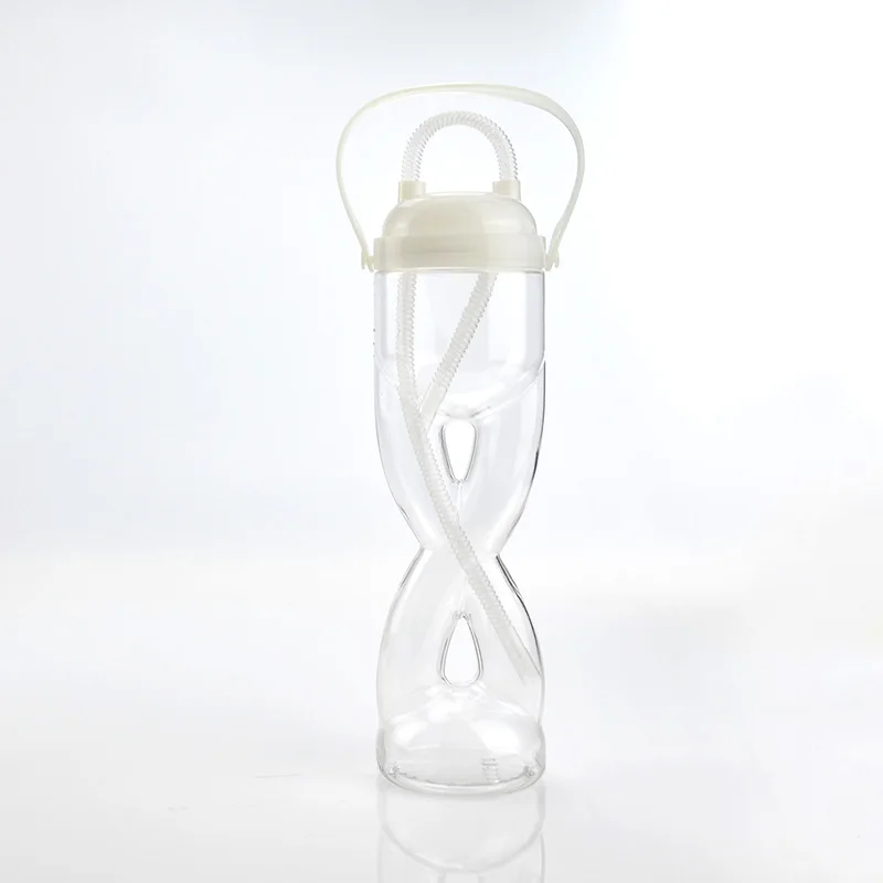 20 oz spiral twist slush ice yard glass cup bottle with straw and strap