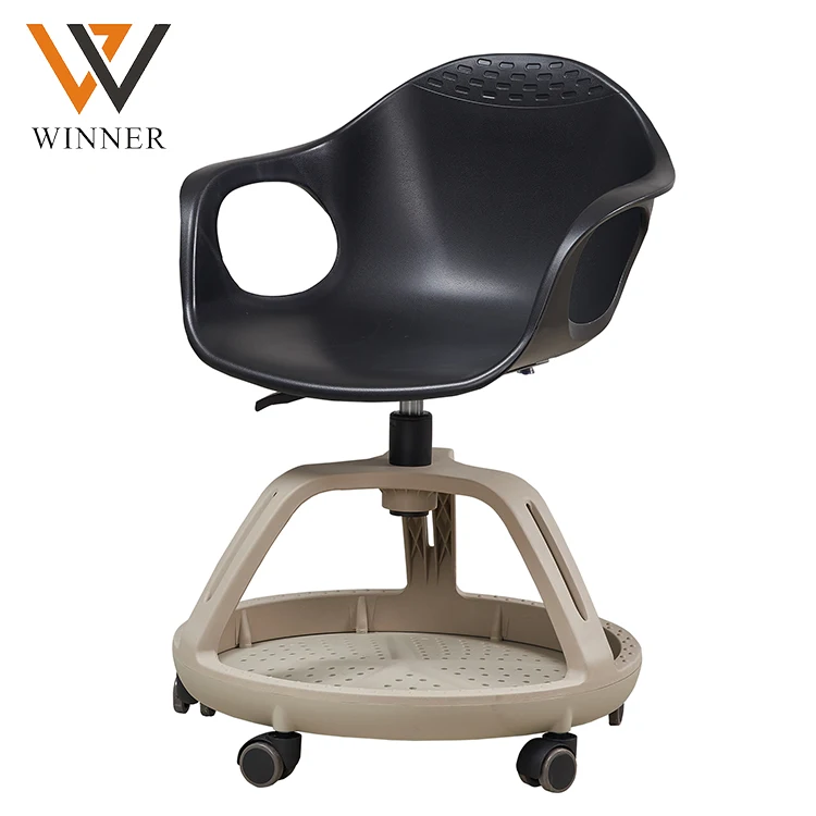modern style simple movable arm chairs office furniture plastic training chair with wheels