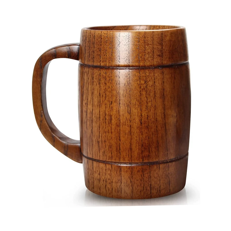 Handmade Wood Drinking Cup Wooden Tankard Beer Glass Stein Tea Cup Barrel Mug