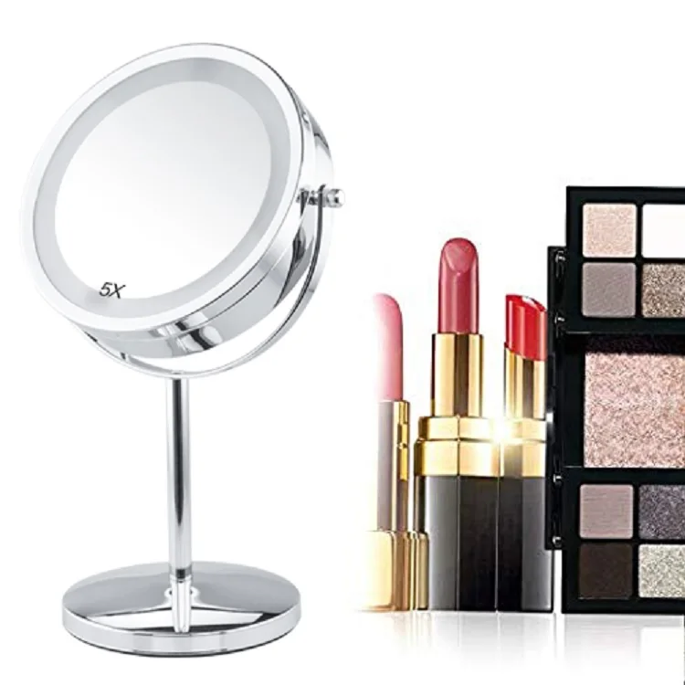  1x/3x/5x Увеличение зеркала для макияжа светодиодный круглый стол красоты Vanity макияж зеркало нанесения макияжа) со светодиодной подсветкой по краю