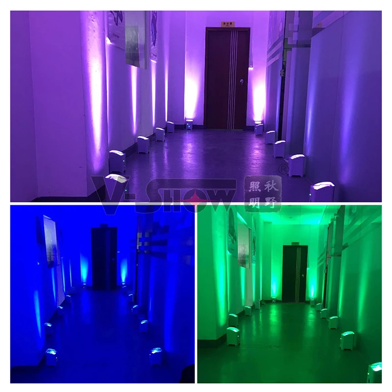 VSHOW WBRF0606 6pcs with case Uplight 6x18w DMX led Par battery rgbwaUV 6 in1 led par can IR remote  Wireless Battery Par Light