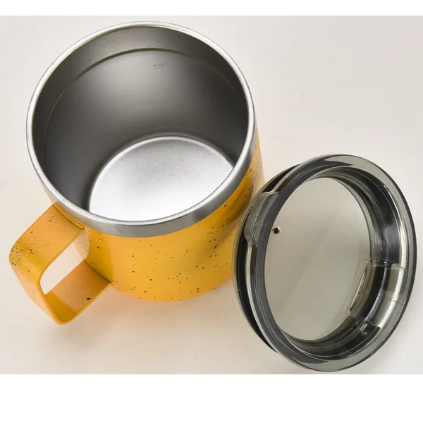 
wholesale 12 oz double walled coffee mug stainless steel custom logo beer mug with lid and handle 
