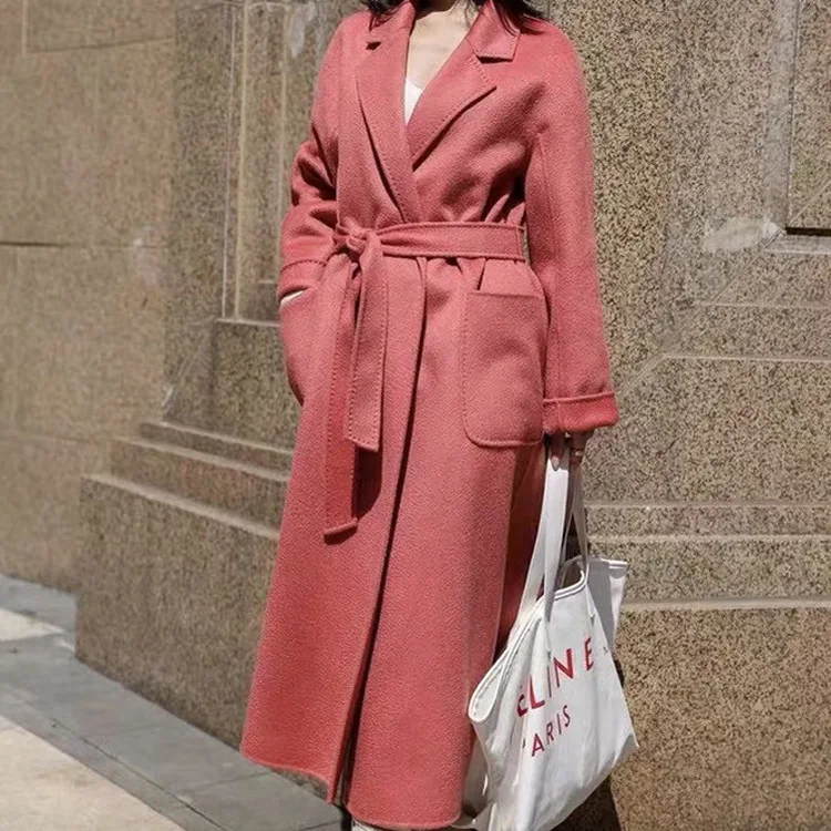 Double faced wool coat 100% cashmere coat cashmere winter coat for ladies