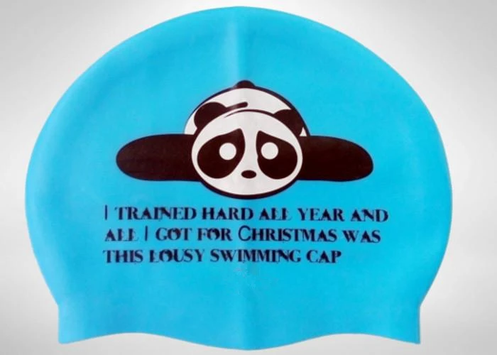 Custom logo printing on both sides big size 60gsm  Silicone 21cm *24cm  skye blue Swim hat head cover