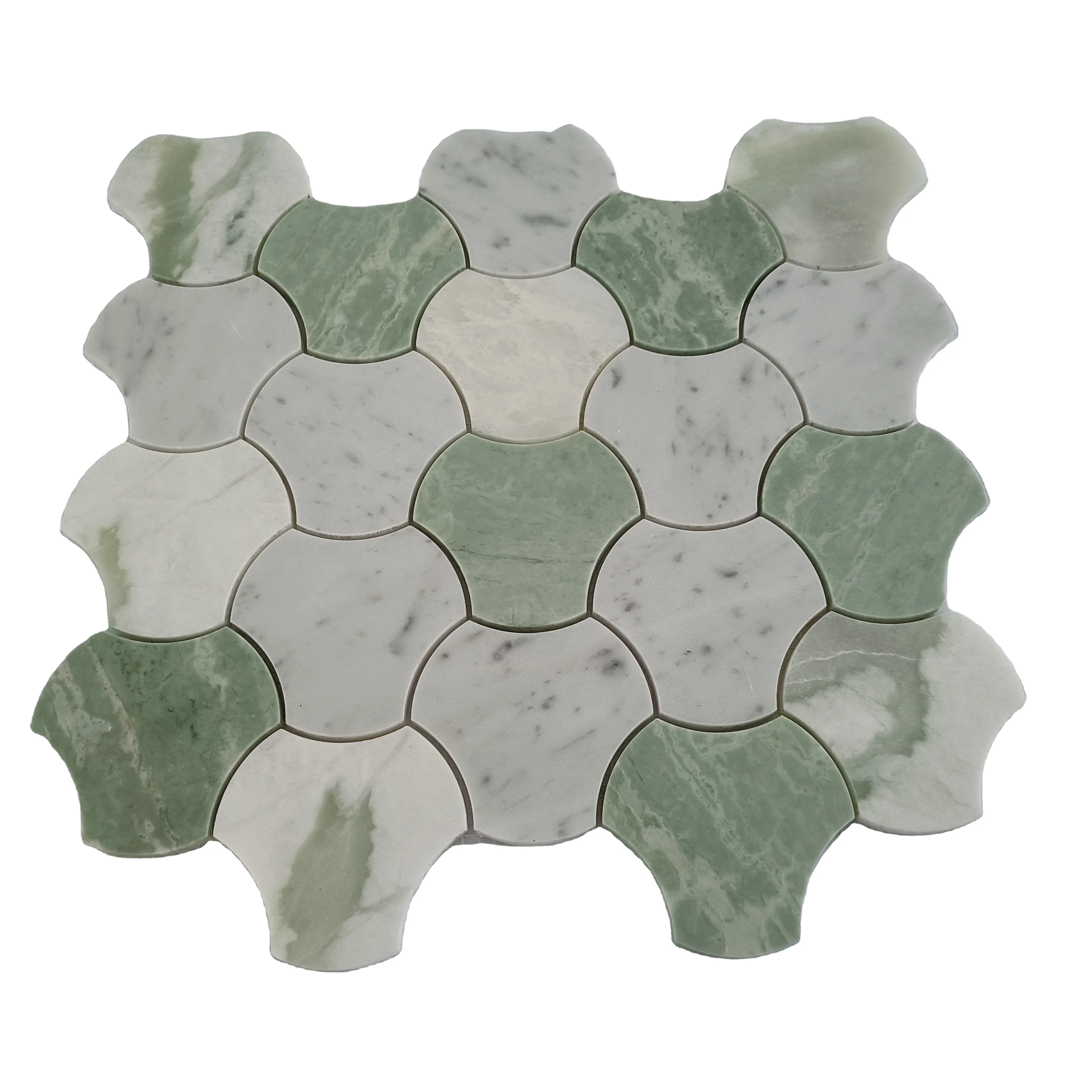 Green Thassoss White Marble Flooring Waterjet Flower Mosaic Backsplash Tile Background