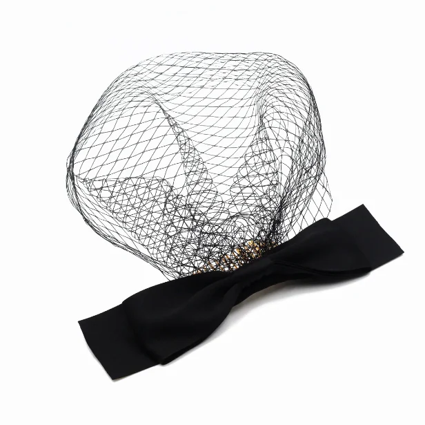 Dinner party headdress satin bow bridal headdress bride wedding veil