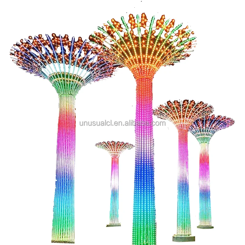 new 3D tower umbrella graft Sculpture RGB tree of life scenery landscape lamp Festival LED string lights outdoor motif lighting