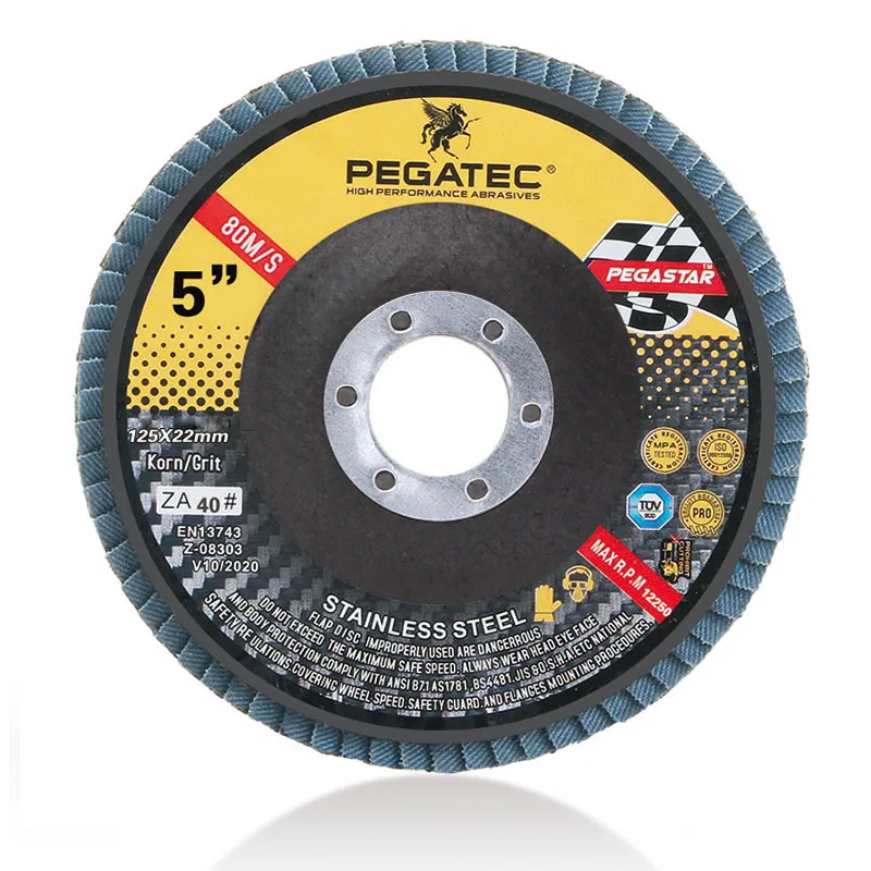 PEGASTAR 125x22mm ZA flap disc zirconia  stainless steel polishing flap disc