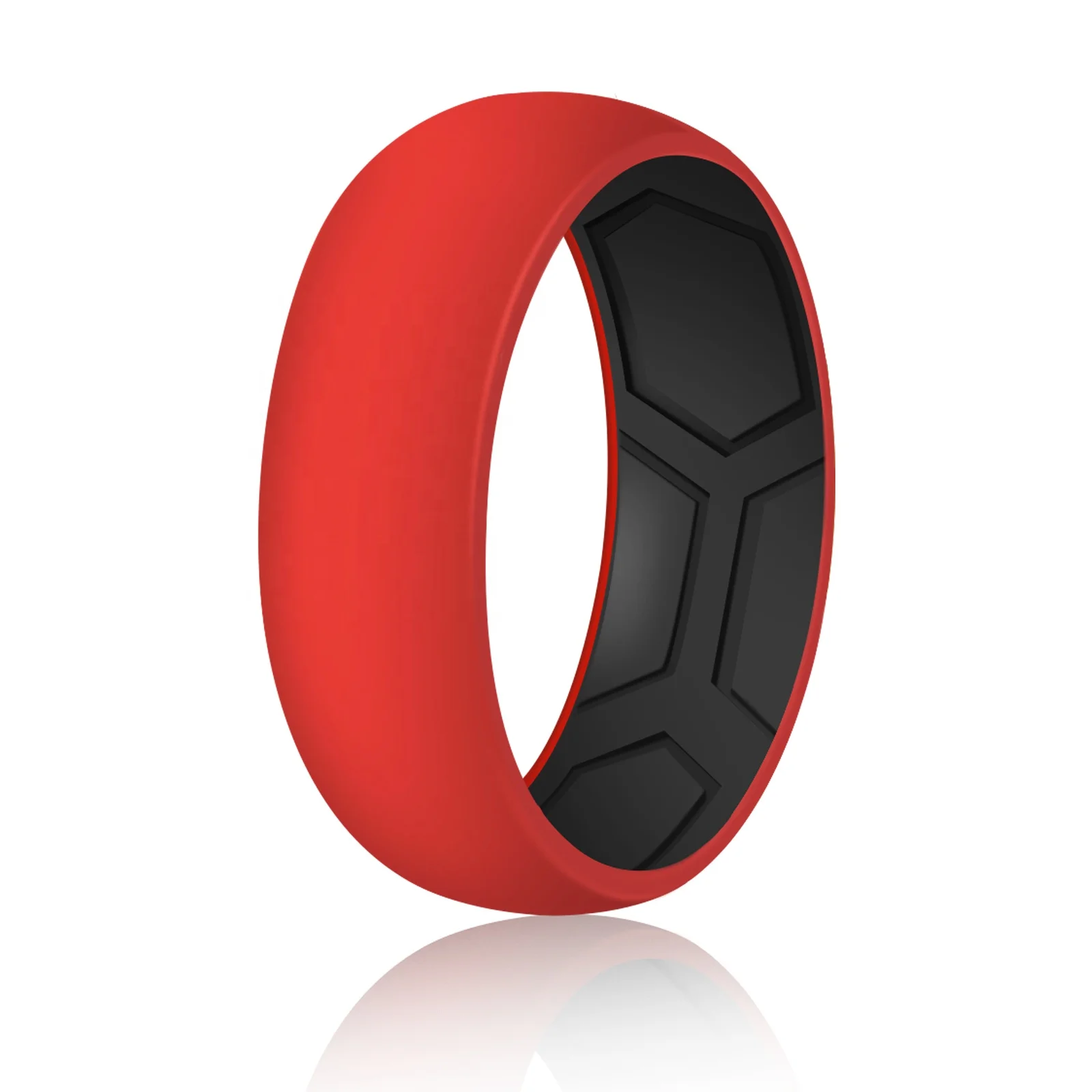 Personalized Engraved Logo OEM Silicone Finger Ring Fashion Medical Grade Breathable Jewelry Silicone Wedding Band for Men
