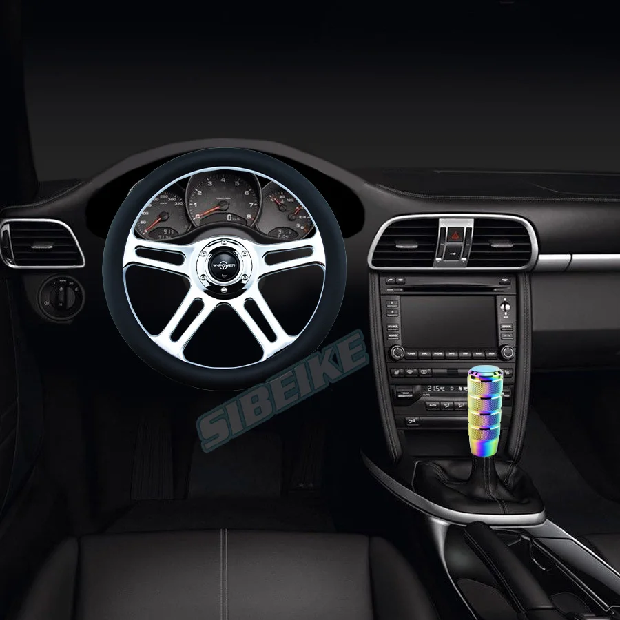 Universal Racing 4-Spoke JDM Black Leather Race Sport Steering Wheel Support Customize