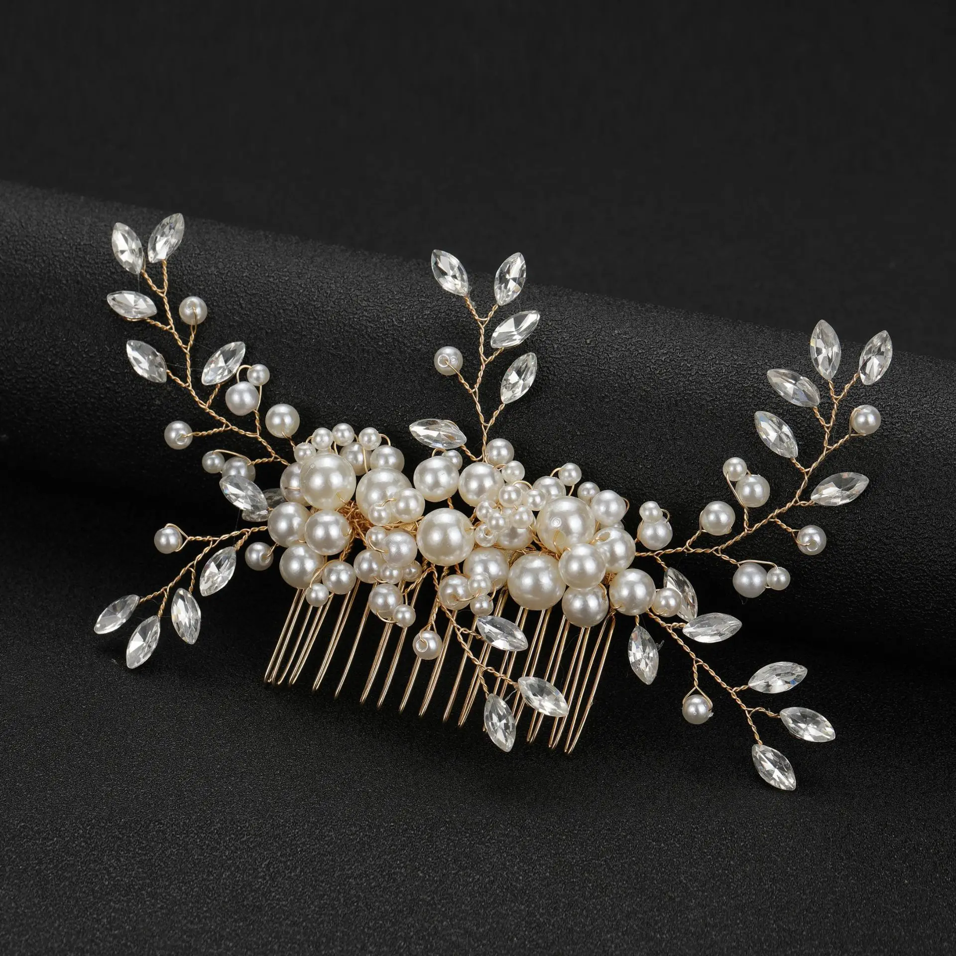New fashion pearl diamond flower wedding hair comb clips bridal hair accessories