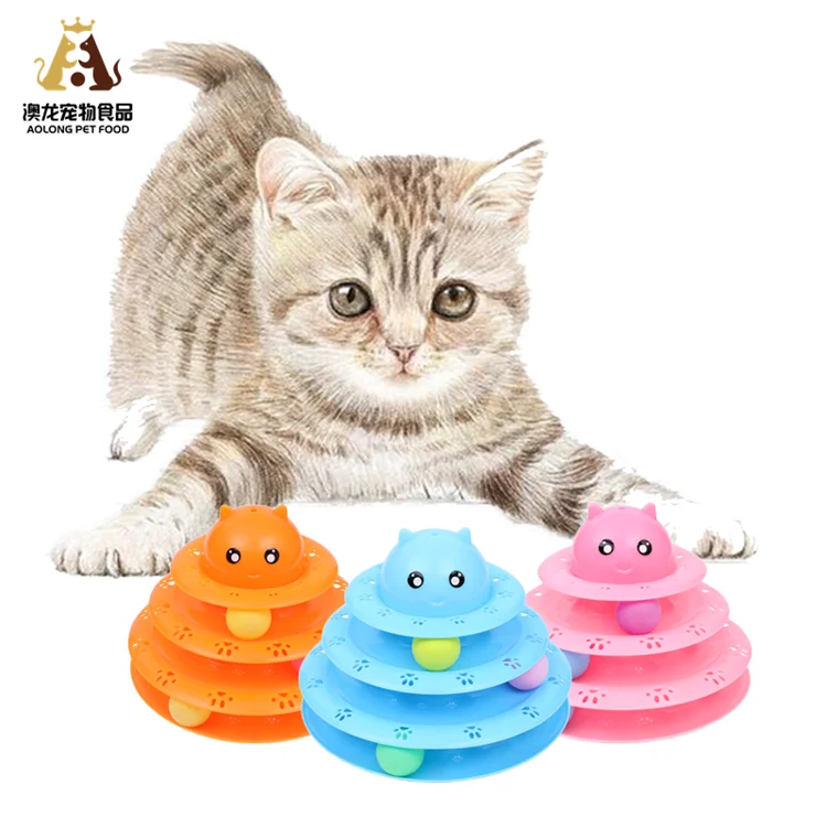 Mini 3-Layer Christmas Tree Training Track Glow Turntable with BELL Light Catnip Ball Mint Toy Cat Pet Supplies