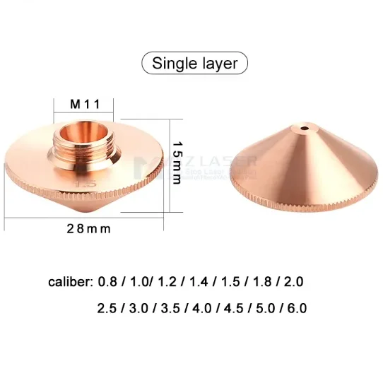 Fiber Laser Cutting Machine Cutting Head Consumables Single Layer Nozzles D28mm D32mm