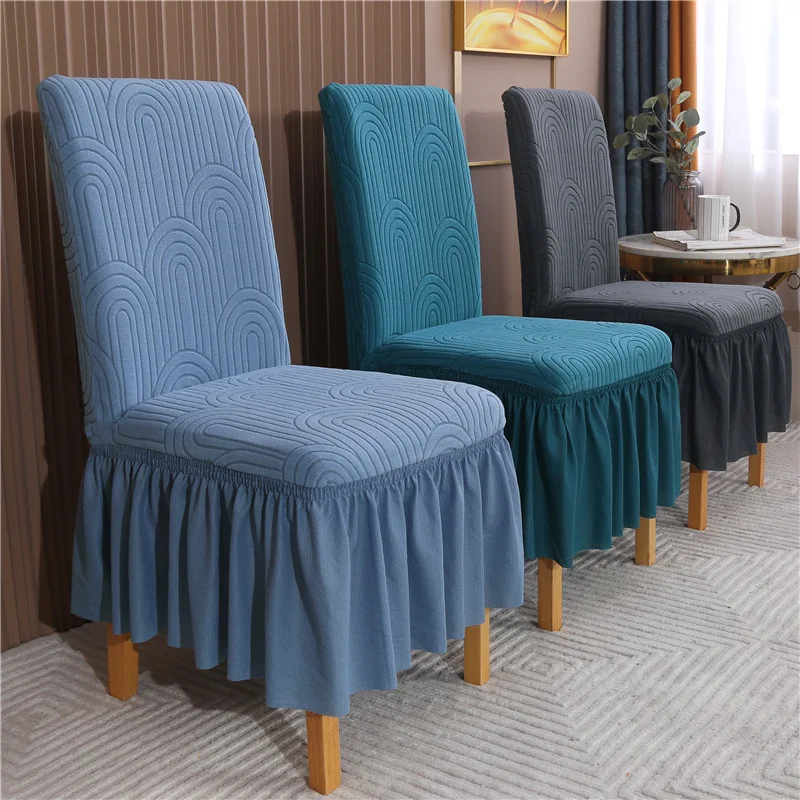 Hot Selling Luxury Pattern Jacquard Elastic Chair Cover Set 6pcs 8pcs Customized Dining Chair Cover