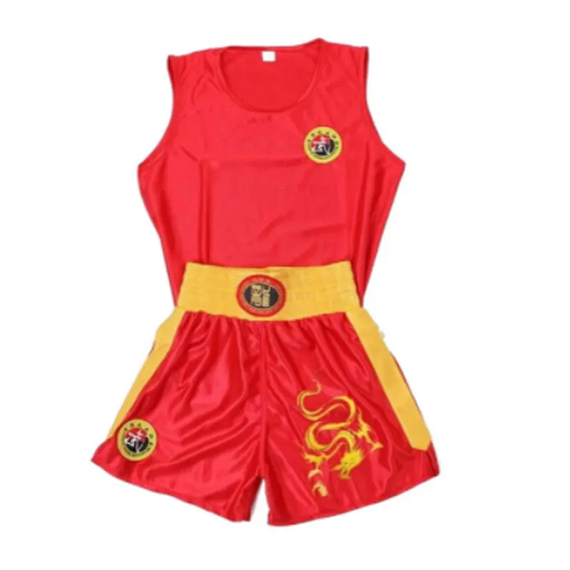 Custom  Sanda Uniform Blue Red BlackTraining Kung Fu Sanda Martial Arts Uniform