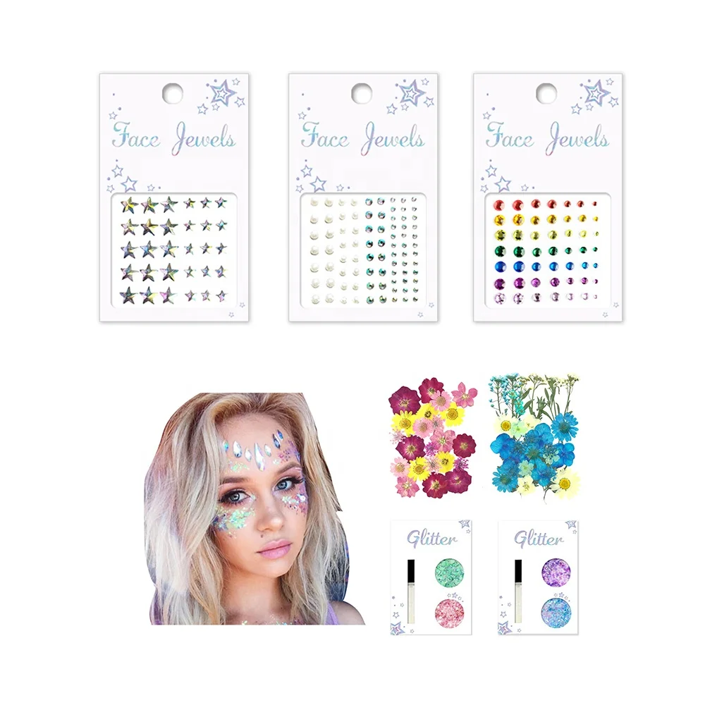 Wholesale Temporary Tattoo Adhesive Diamond Rhinestone Gem Face Body Jewel Sticker for Festival Party