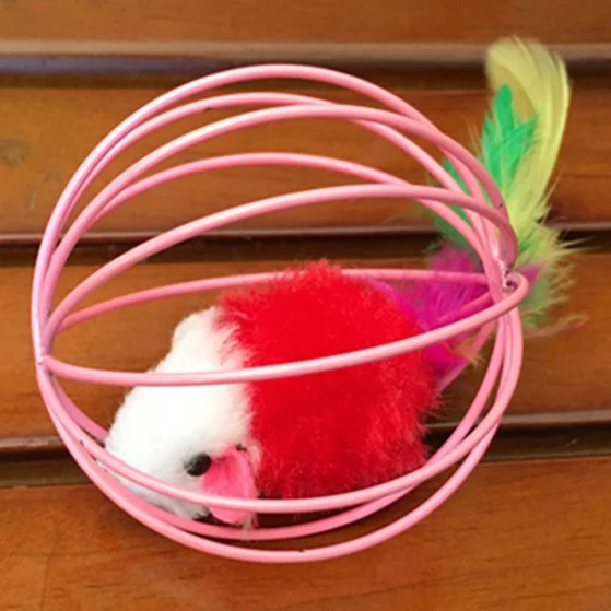 Funny Cute Color Random Funny Pet Kitten Cat Playing Mouse Rat Mice Ball Cage Toys YH-460543
