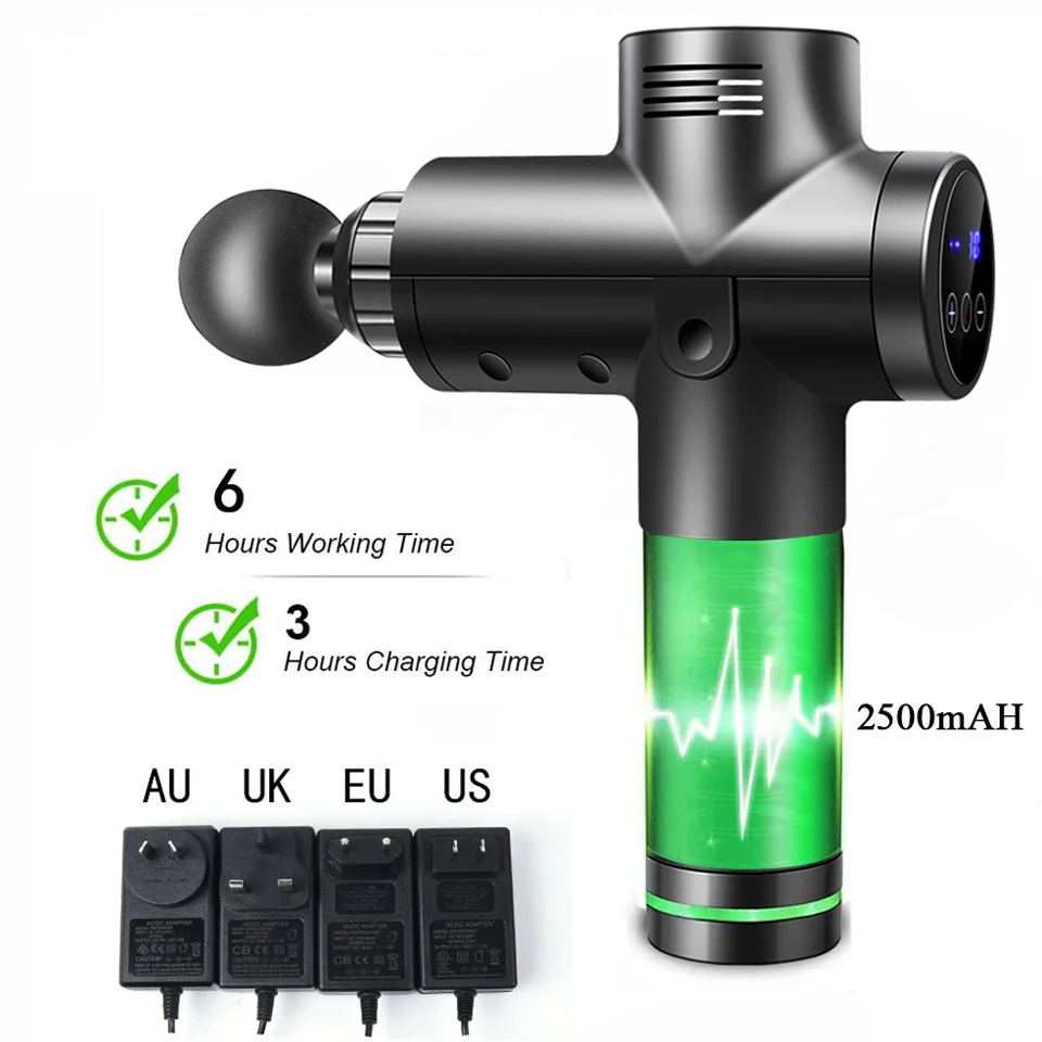 Deep Muscle Massage Gun Relax Portable Fascia Gun Machine LCD Display Percussion Massage Body Massager 30-Speed Control