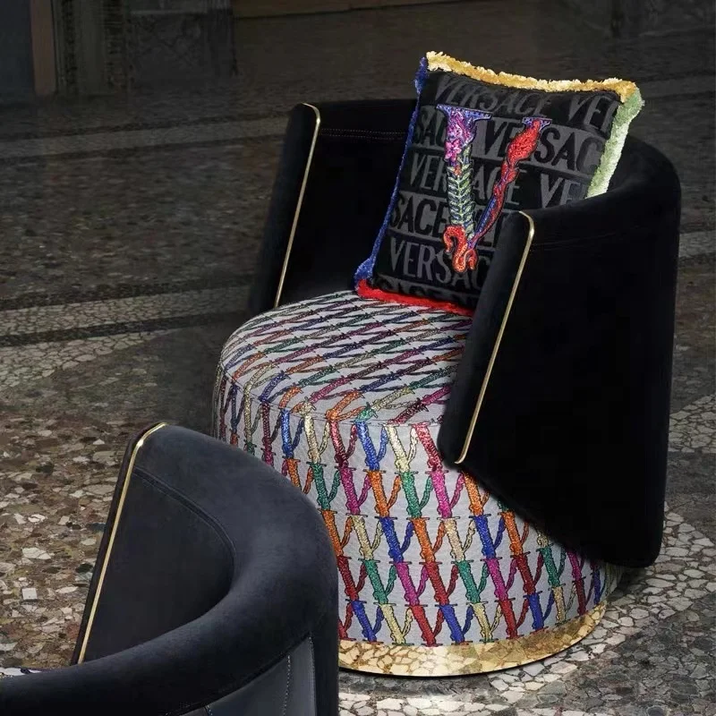 Italian Luxury Single Sofa Chair Swivel Arm Modern Metal Base Dining Outdoor Bar Kitchen Use Hotels Villas Leisure Living Rooms