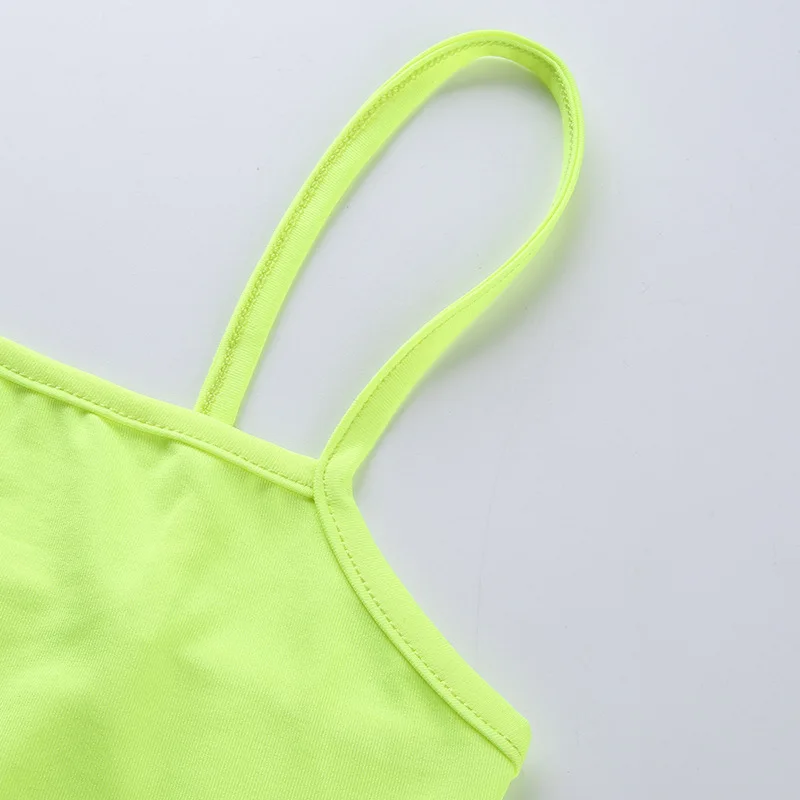 
CAXT4035W12 neon clothing fluorescent green womens crop tops 2019 sexy girls tank top spaghetti strap 