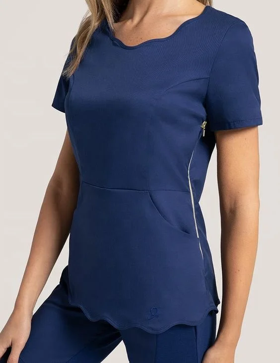Latest design High quality 4 way stretch scrubs  anno medical scrub uniform Petal style medical uniforms scrubs women