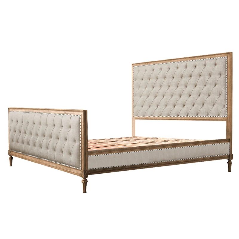 The Latest Sample Design Tufted French Style Home Hotel Queen Size Antique Frame solid Wood Beds From China Bed Furniture Base