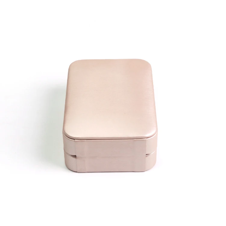 Hot Sale Champagne Pu Leather Pendant Jewelry Box Soft Velvet Lining Jewellery Earrings  Packaging Case with Custom Logo