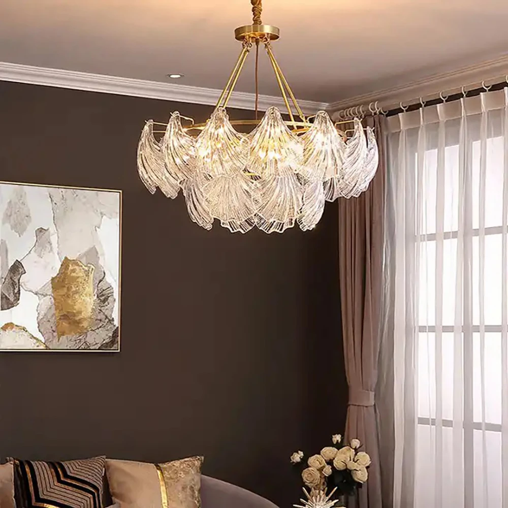 Deco Customizable High Ceiling Apartment Capiz Shell Chandelier Luxury Shell Lamp Upscale Bedroom Dining Room French Chandelier