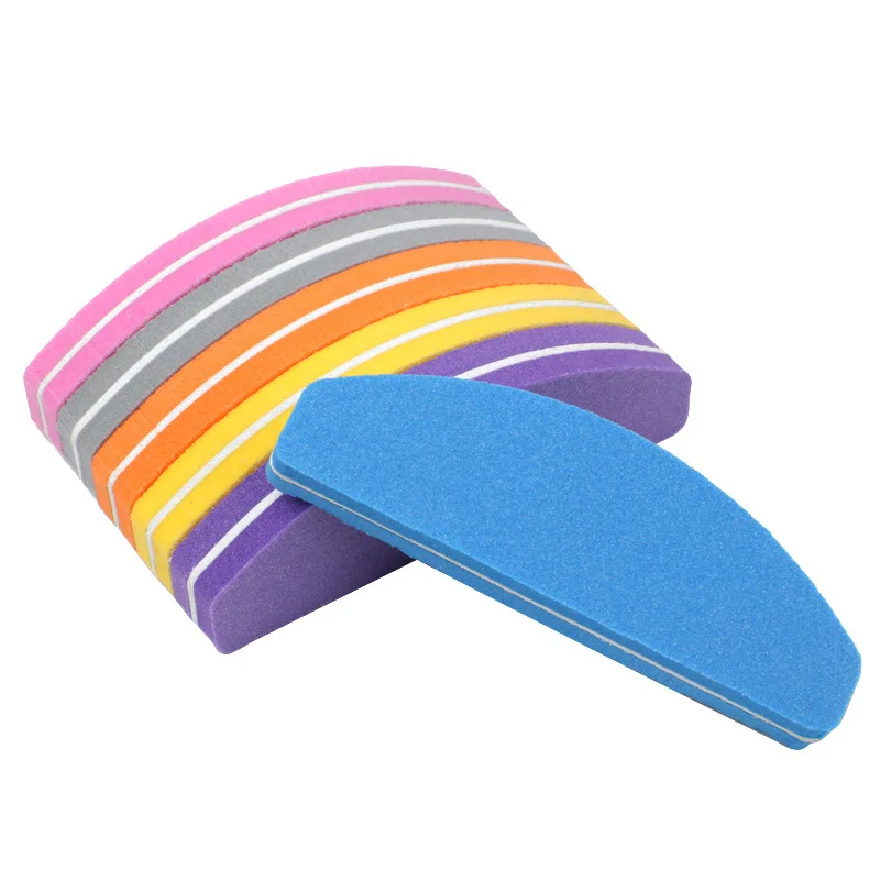 Manufacture Wholesale Professional High Elastics Sponge Nail File Disposable Mini Half Moon Sponge Nail File