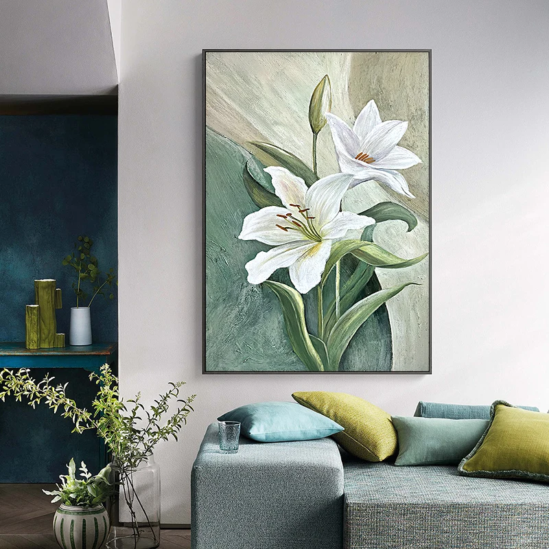 Modern home decor wall art canvas flowers handmade abstract beautiful arts lily flower oil paintings wall decor painting